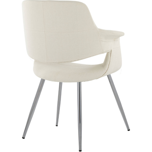 Vintage Flair Dining Accent Chair in Chrome & Cream Fabric (Set of 2)